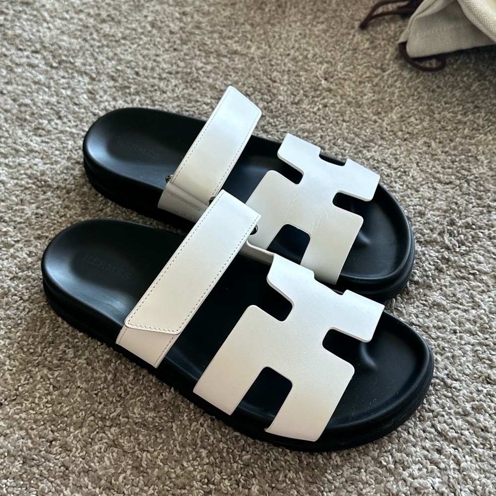 Hermès Chypre Sandals 38 Blanc - Picture 5 of 8